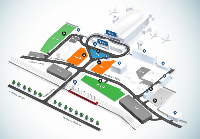 Схема подъезда и парковок аэропорта