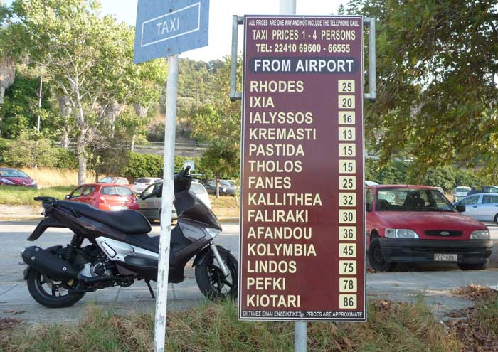 цены на такси в аэропорту Родос 